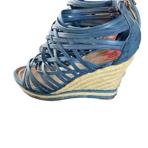 Blue strappy Wedges size 10